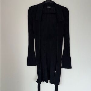 Wet Seal Ribbed Bell Sleeve Long Wrap Robe Style Cardigan Sweater